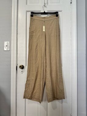 New Max Studio Wide Leg Linen Pants in Light tan/khaki, Size Medium